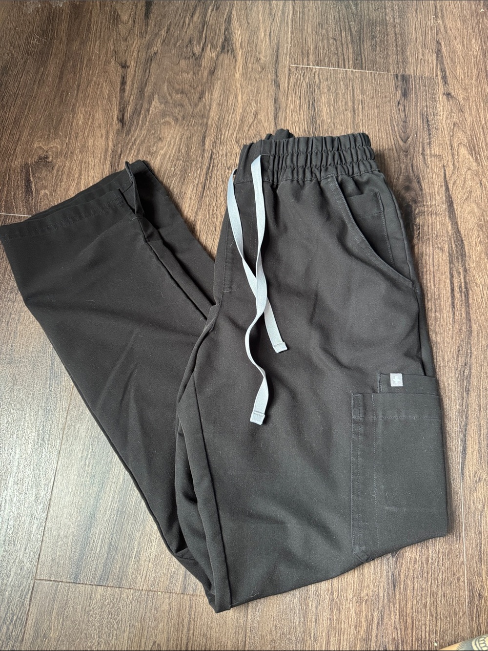Figs Women’s Black Pants with Gray Drawstring